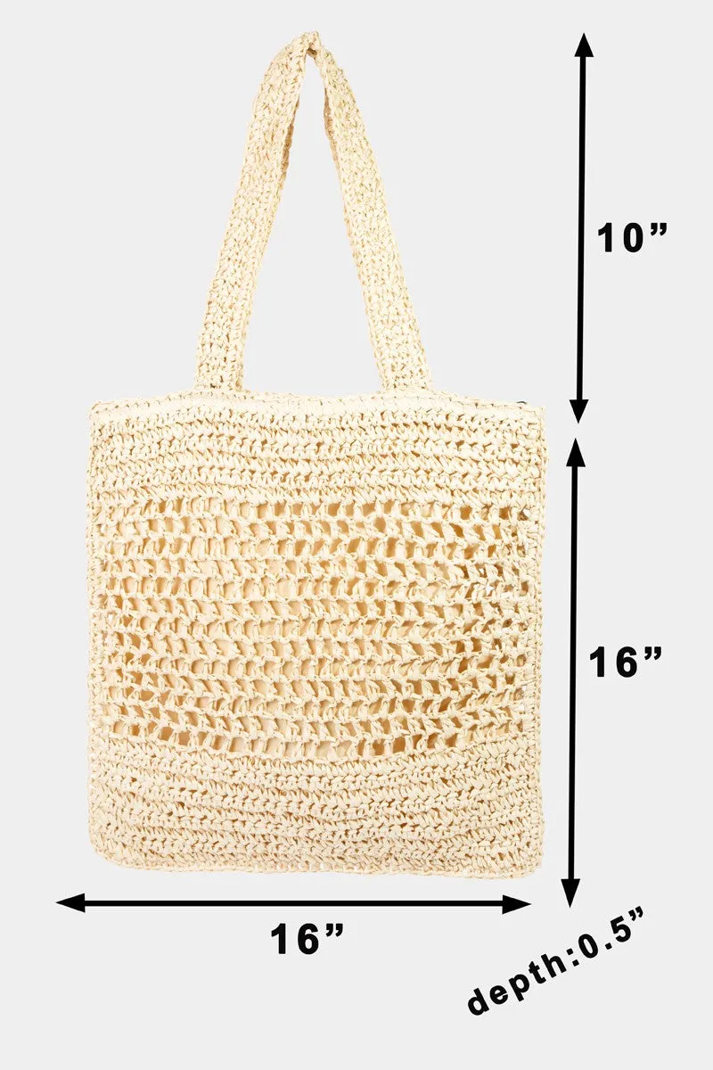 Fame Straw-Paper Crochet Tote Bag sold by Charming Charlie product image thumbnail 4