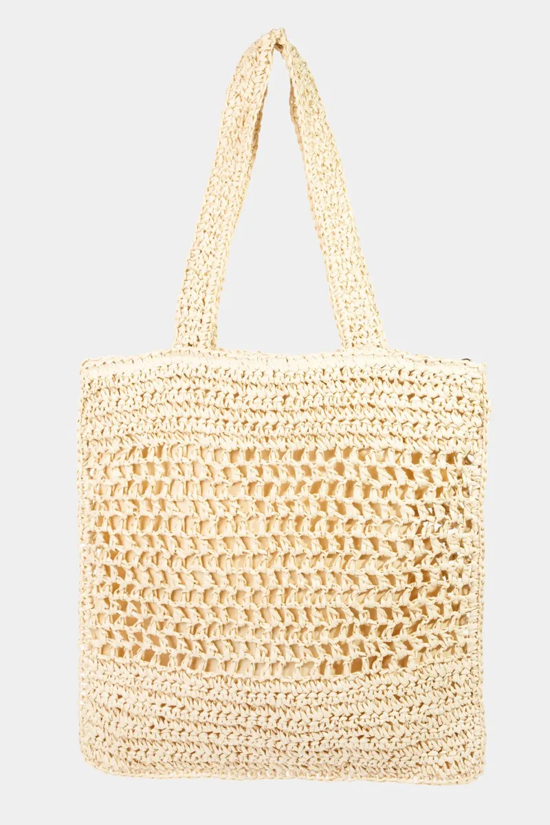 Fame Straw-Paper Crochet Tote Bag sold by Charming Charlie