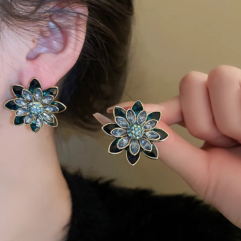 Alloy Rhinestone Flower Stud Earrings sold by Charming Charlie