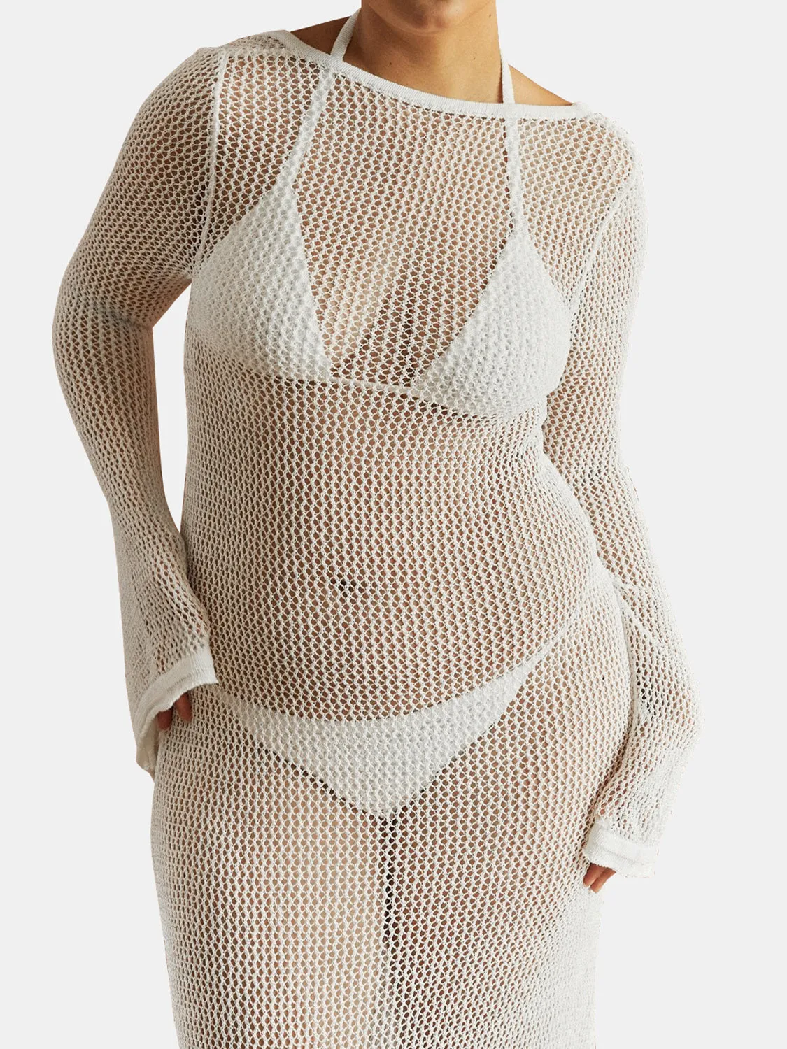 Openwork Backless Flare Sleeve Cover-Up Dress sold by Charming Charlie product image thumbnail 3