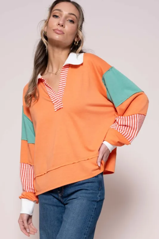 Hailey & Co Color Block Top with Striped Panel sold by Charming Charlie