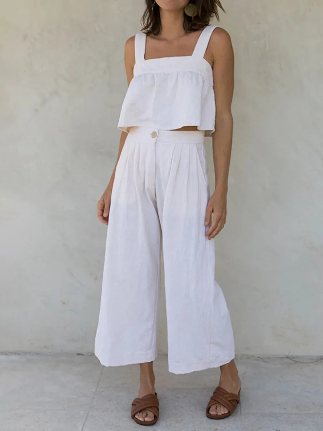 Square Neck Wide Strap Top and Pants Set sold by Charming Charlie
