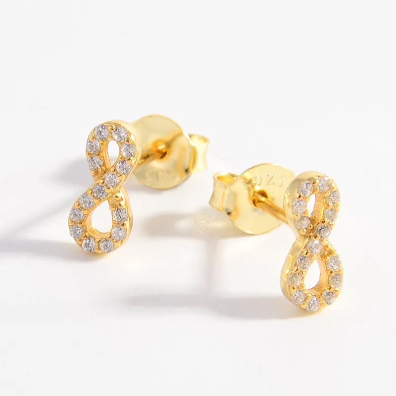 925 Sterling Silver Zircon Number 8 Stud Earrings sold by Charming Charlie