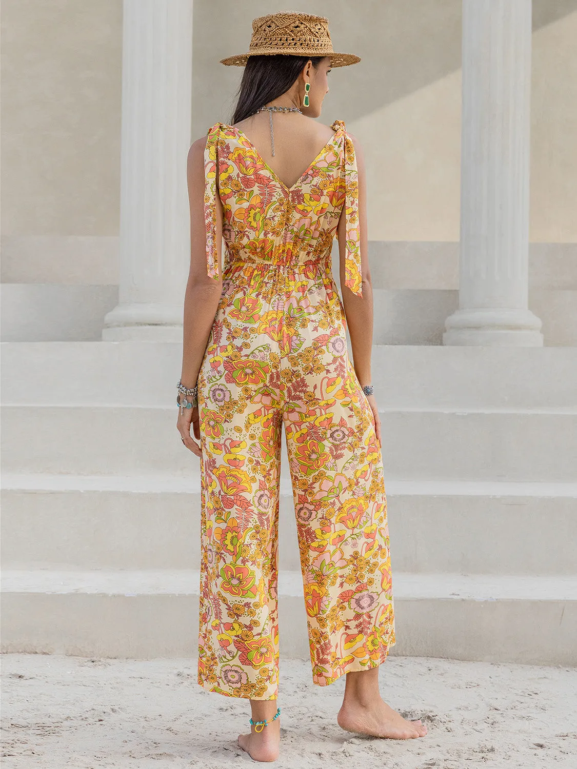 Printed V-Neck Tie Shoulder Jumpsuit sold by Charming Charlie product image thumbnail 3