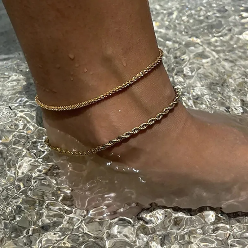Stainless Steel Twist Chain Ankle Bracelet sold by Charming Charlie