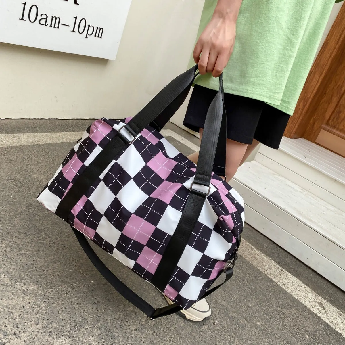 Oxford Cloth Plaid Travel Bag sold by Charming Charlie product image thumbnail 4
