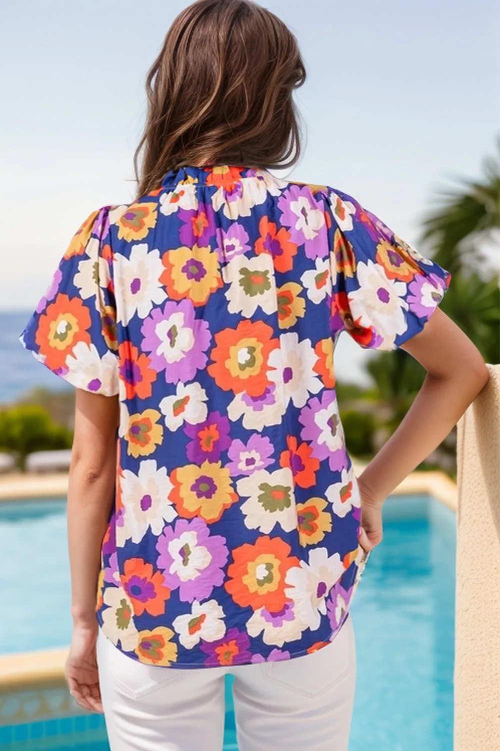 Printed Round Neck Puff Sleeve Blouse sold by Charming Charlie product image thumbnail 3