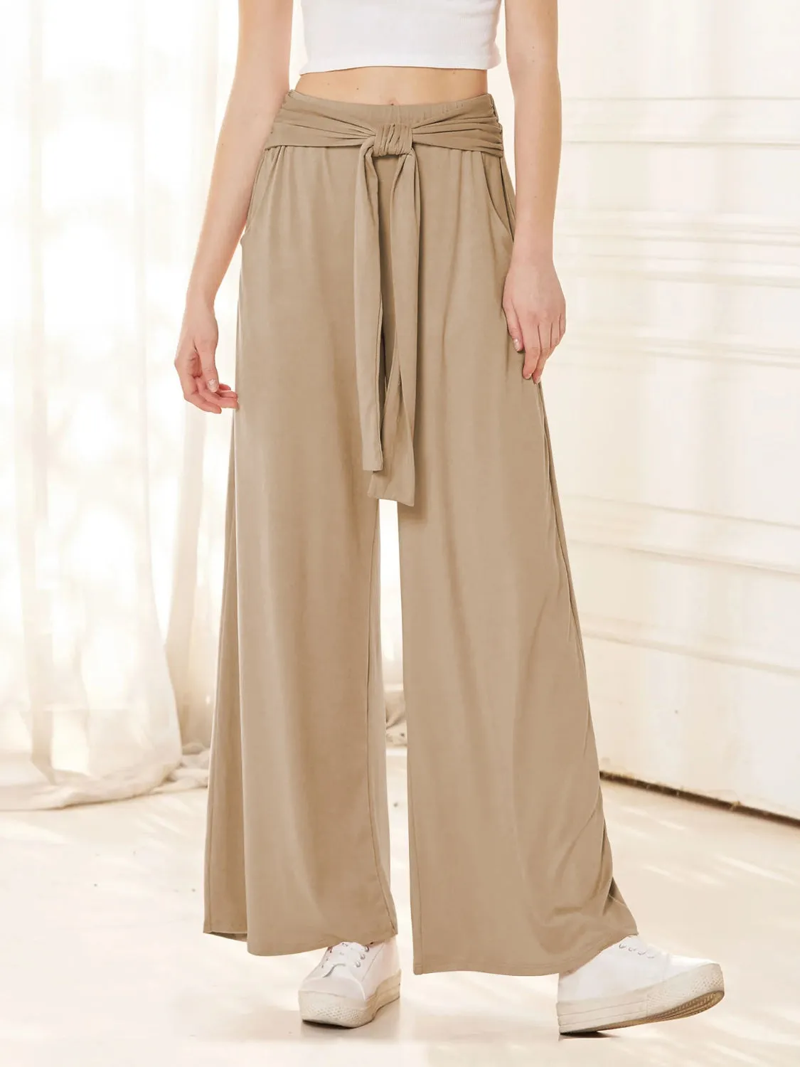 Tied Wide Leg Pants with Pockets sold by Charming Charlie