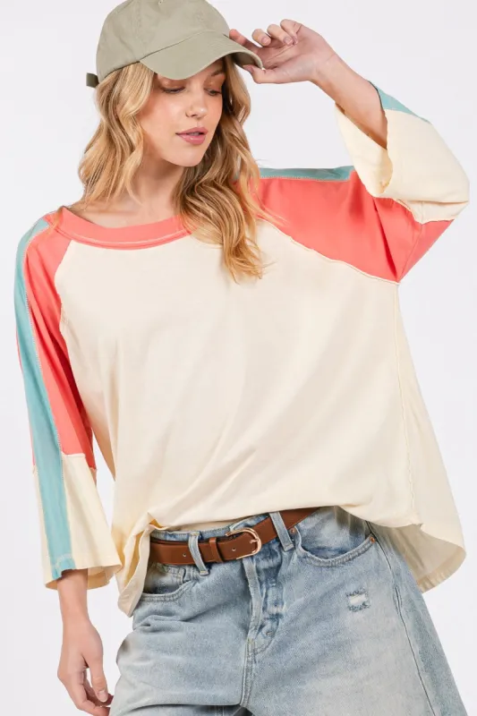 SAGE + FIG Color Block Curved Hem T-Shirt sold by Charming Charlie