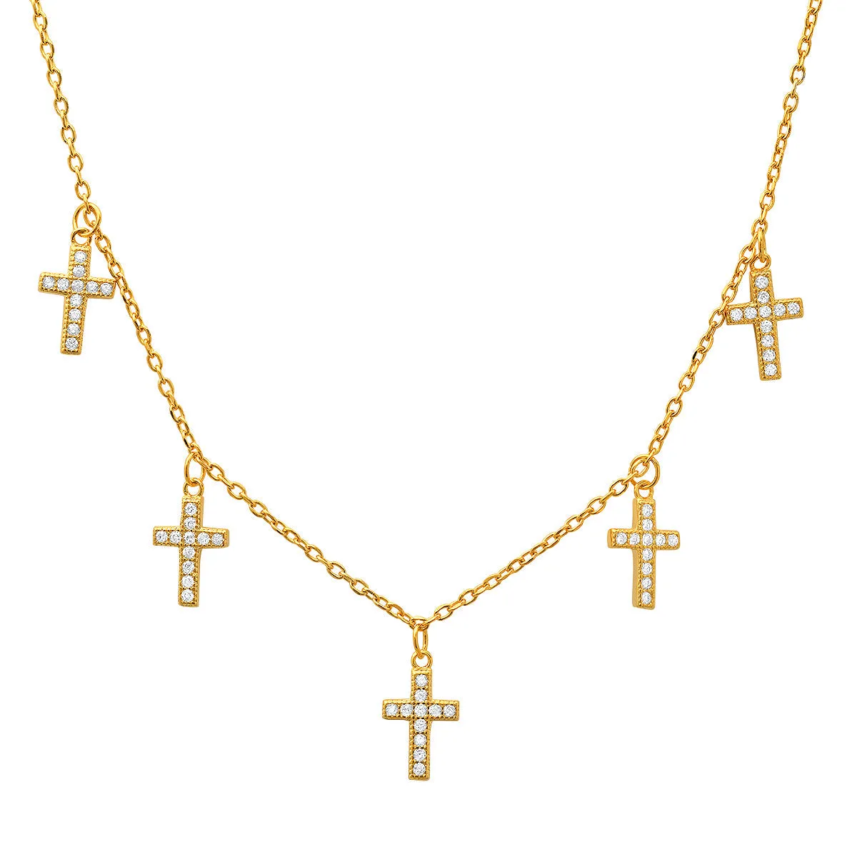 Sterling Silver Dangling CZ Cross Charm Necklace sold by Charming Charlie product image thumbnail 2