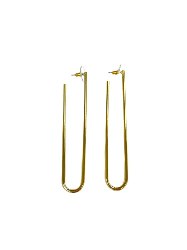 Rebecca Minkoff Earring- Gold Long Loop Post Earring sold by Charming Charlie
