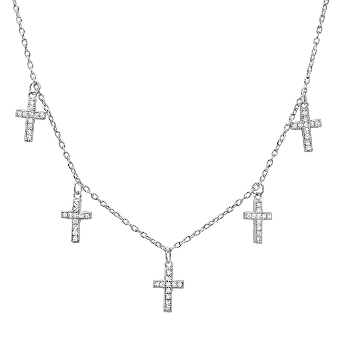Sterling Silver Dangling CZ Cross Charm Necklace sold by Charming Charlie