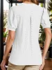 Eyelet Notched Short Sleeve Blouse sold by Charming Charlie