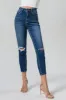 BAYEAS Full Size High Waist Distressed Washed Cropped Mom Jeans sold by Charming Charlie