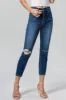 BAYEAS Full Size High Waist Distressed Washed Cropped Mom Jeans sold by Charming Charlie