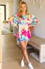 Start The Day Fuchsia Floral Print Ruffle Sleeve Top sold by Charming Charlie