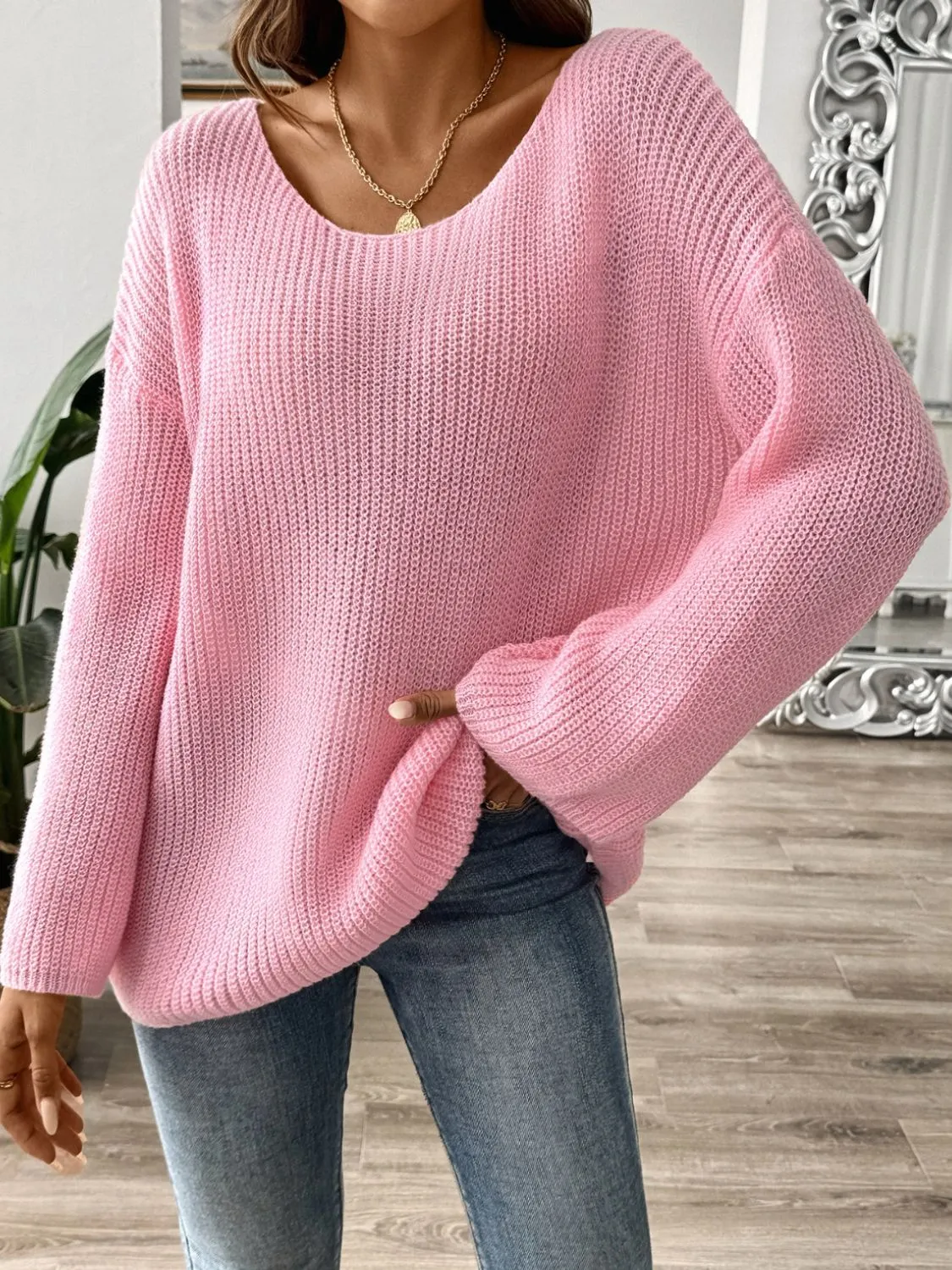 Round Neck Long Sleeve Sweater sold by Charming Charlie
