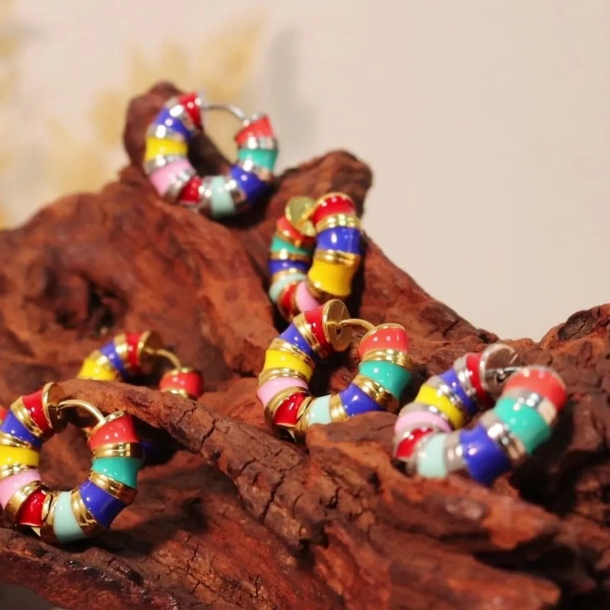 Titanium Steel Enamel Hoop Earrings sold by Charming Charlie product image thumbnail 5