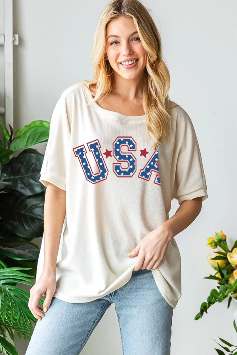 HOPELY USA Graphic Round Neck T-Shirt sold by Charming Charlie
