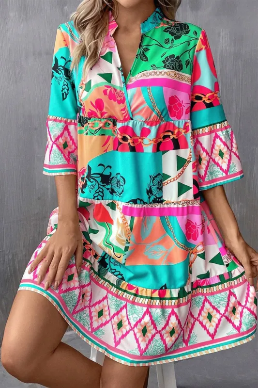 Printed Surplice Half Sleeve Mini Dress sold by Charming Charlie