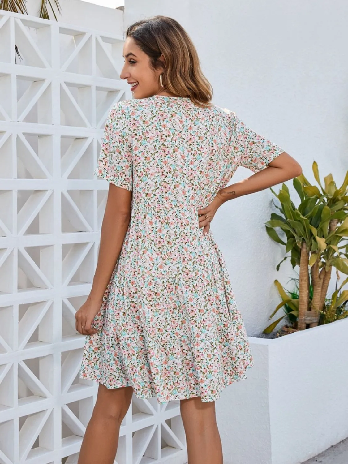 Ditsy Floral V-Neck Mini Dress sold by Charming Charlie product image thumbnail 5