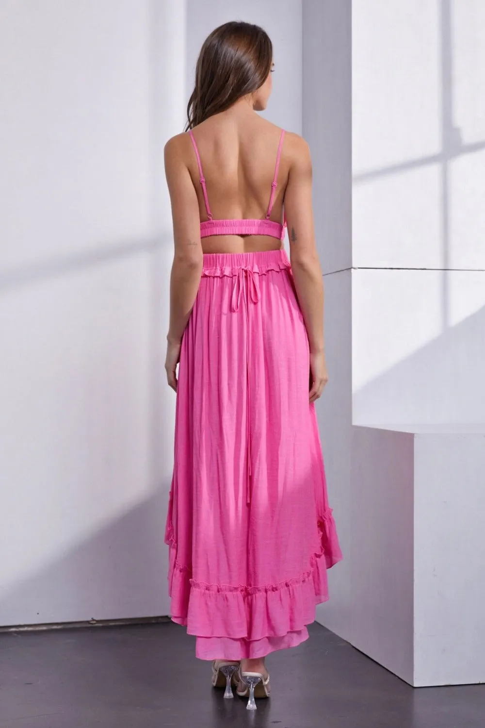 Mustard Seed Asymmetric Ruffle Open Back Cutout Cami Dress sold by Charming Charlie product image thumbnail 2