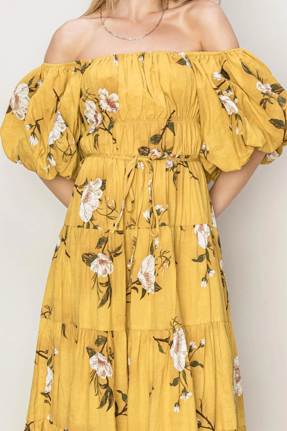 HYFVE Floral Puff Sleeve Tiered Dress sold by Charming Charlie product image thumbnail 5