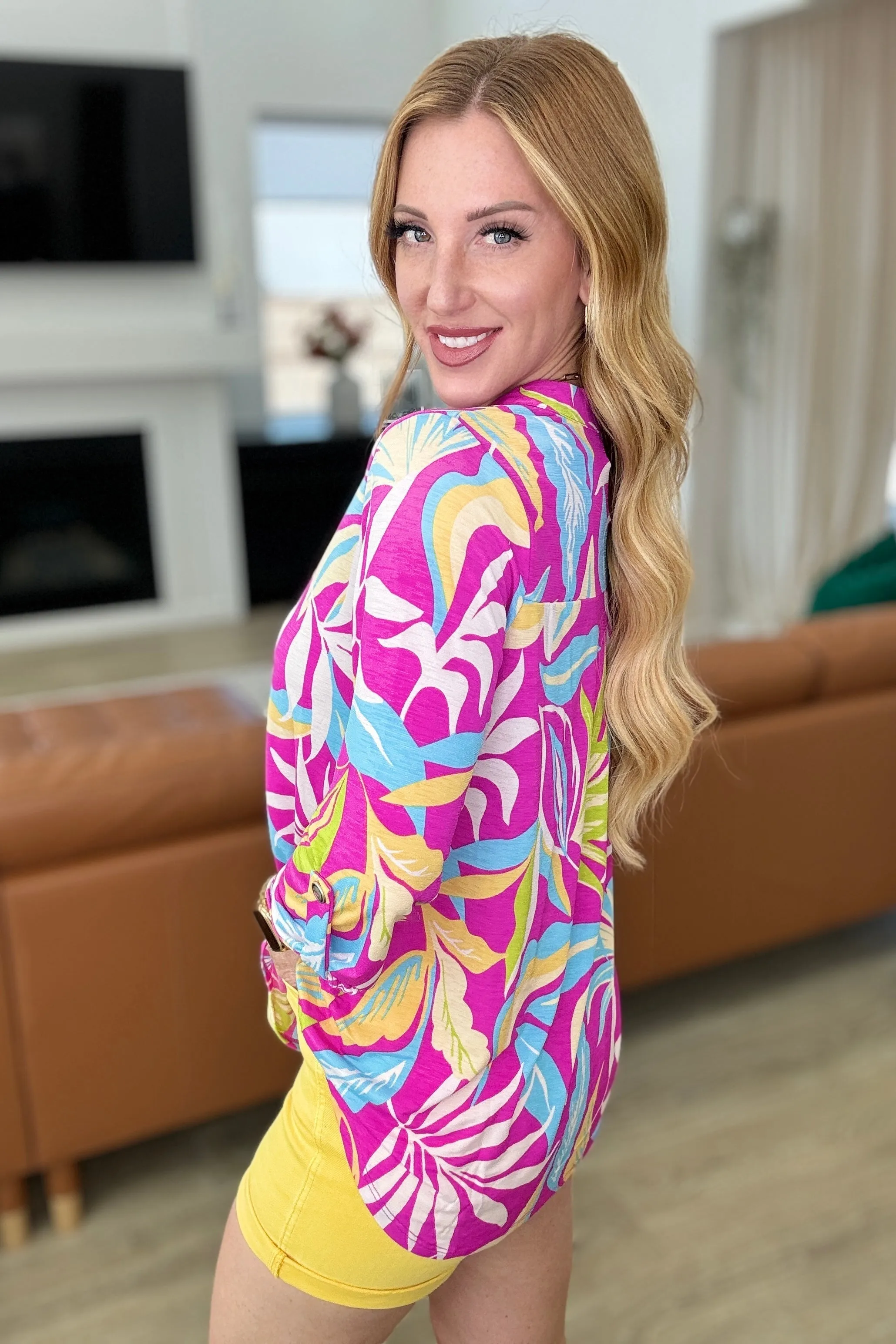 Lizzy Top in Magenta and Lime Palm sold by Charming Charlie product image thumbnail 4