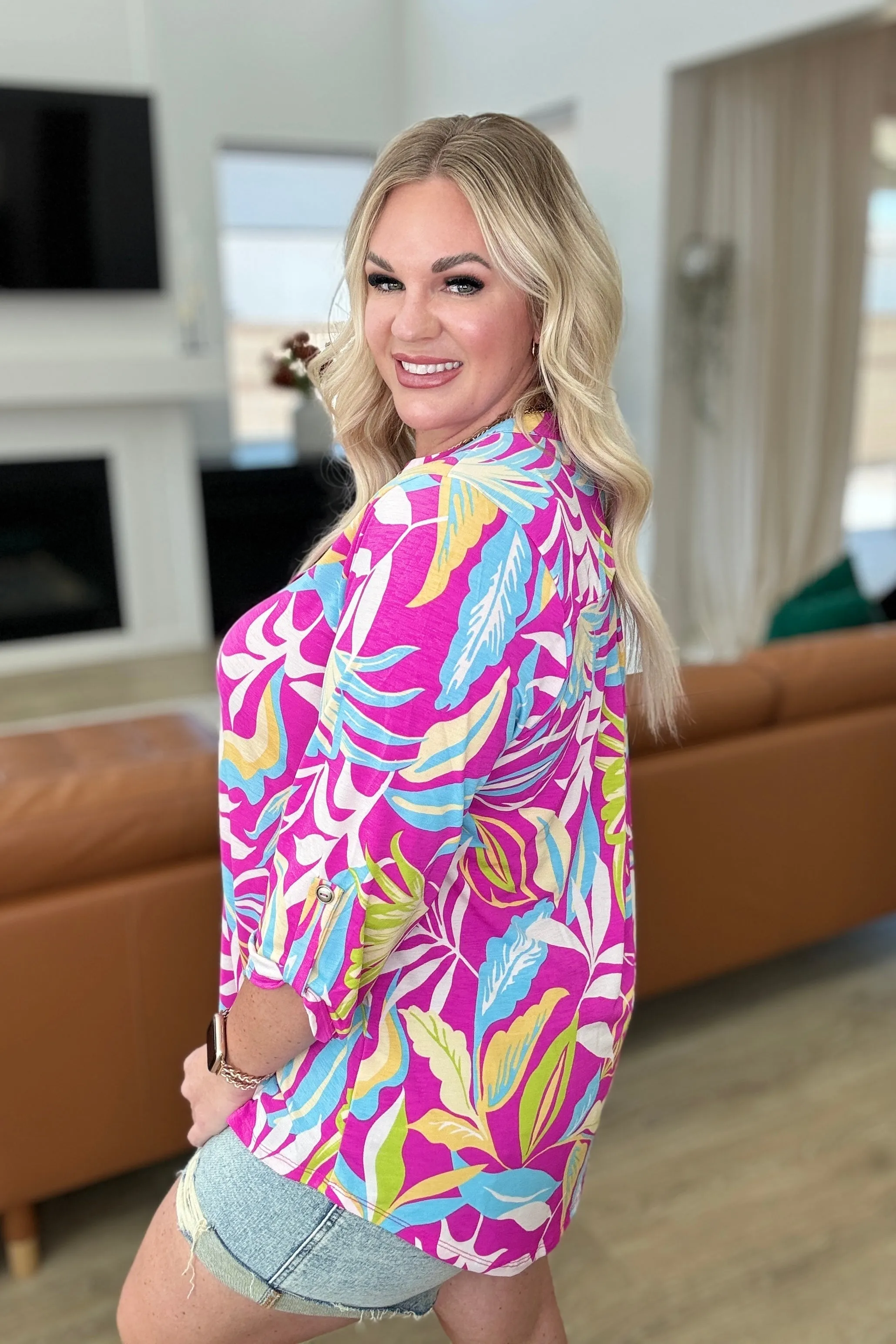 Lizzy Top in Magenta and Lime Palm sold by Charming Charlie product image thumbnail 5