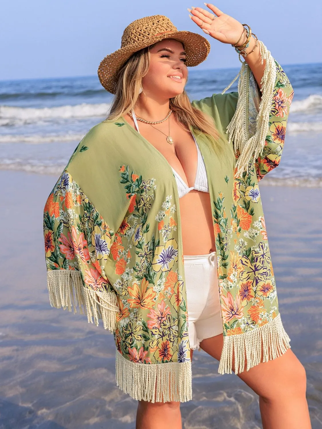 Plus Size Fringe Open Front Cover-Up sold by Charming Charlie product image thumbnail 3