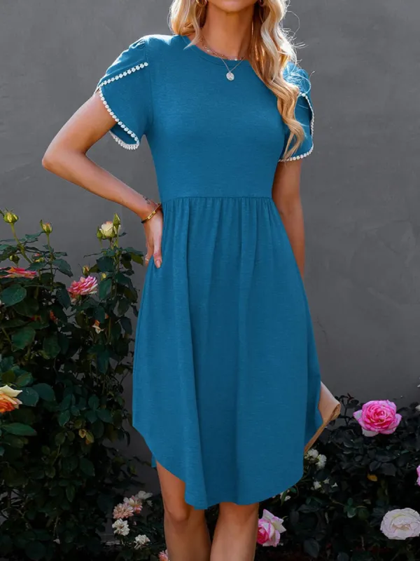 Round Neck Petal Sleeve Dress sold by Charming Charlie