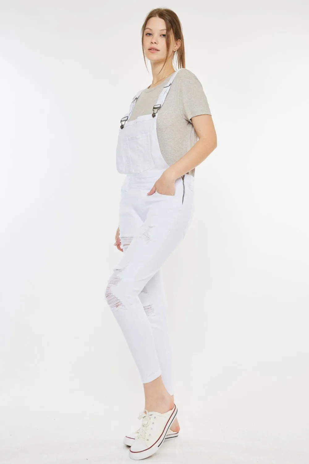 Kancan Distressed Skinny Denim Overalls sold by Charming Charlie product image thumbnail 4