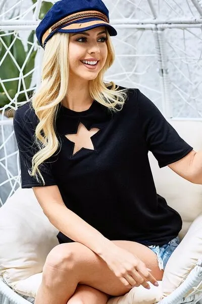 BiBi Star Cutout Short Sleeve T-Shirt sold by Charming Charlie product image thumbnail 3