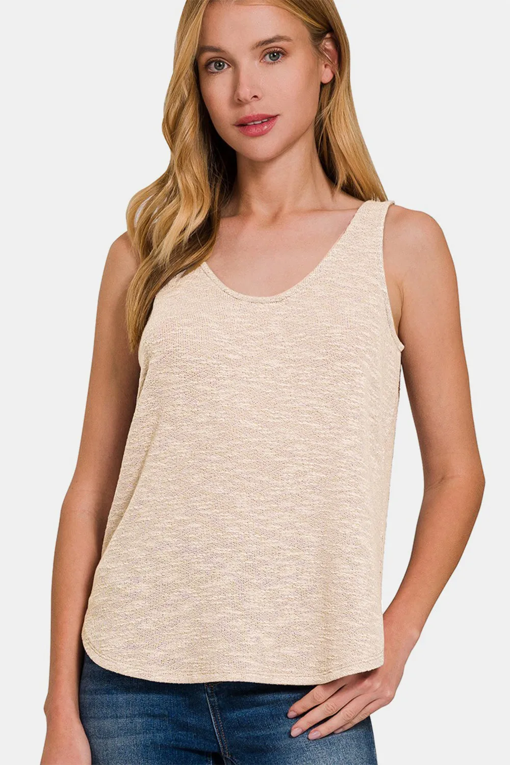 Zenana Curved Hem Round Neck Tank sold by Charming Charlie product image thumbnail 3