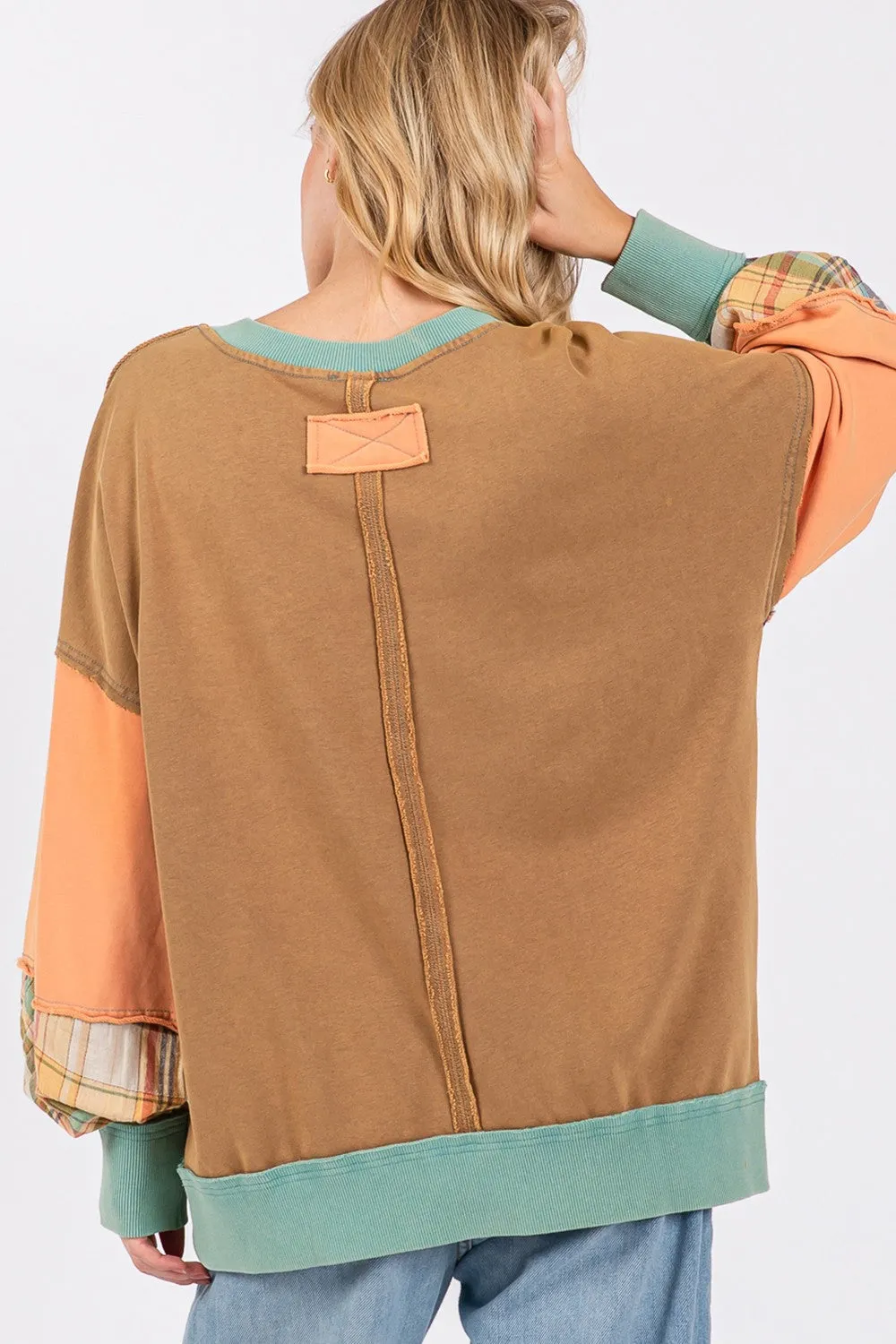 SAGE + FIG Mineral Wash Raw Edge Color Block Sweatshirt sold by Charming Charlie product image thumbnail 2
