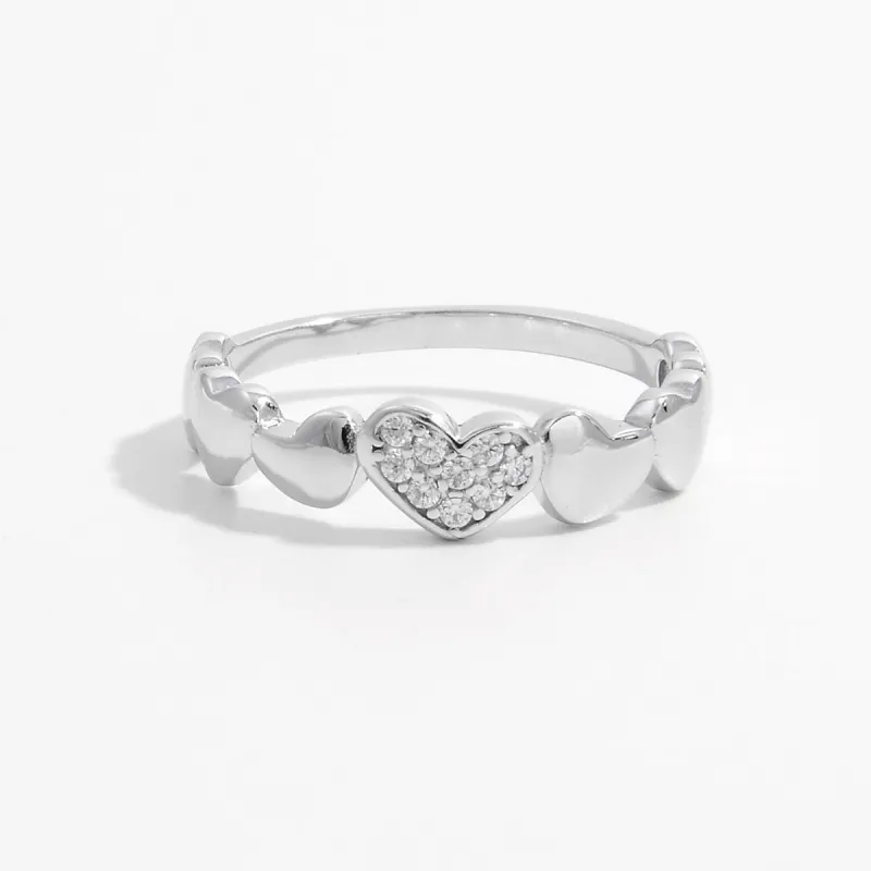 925 Sterling Silver Inlaid Zircon Heart Ring sold by Charming Charlie