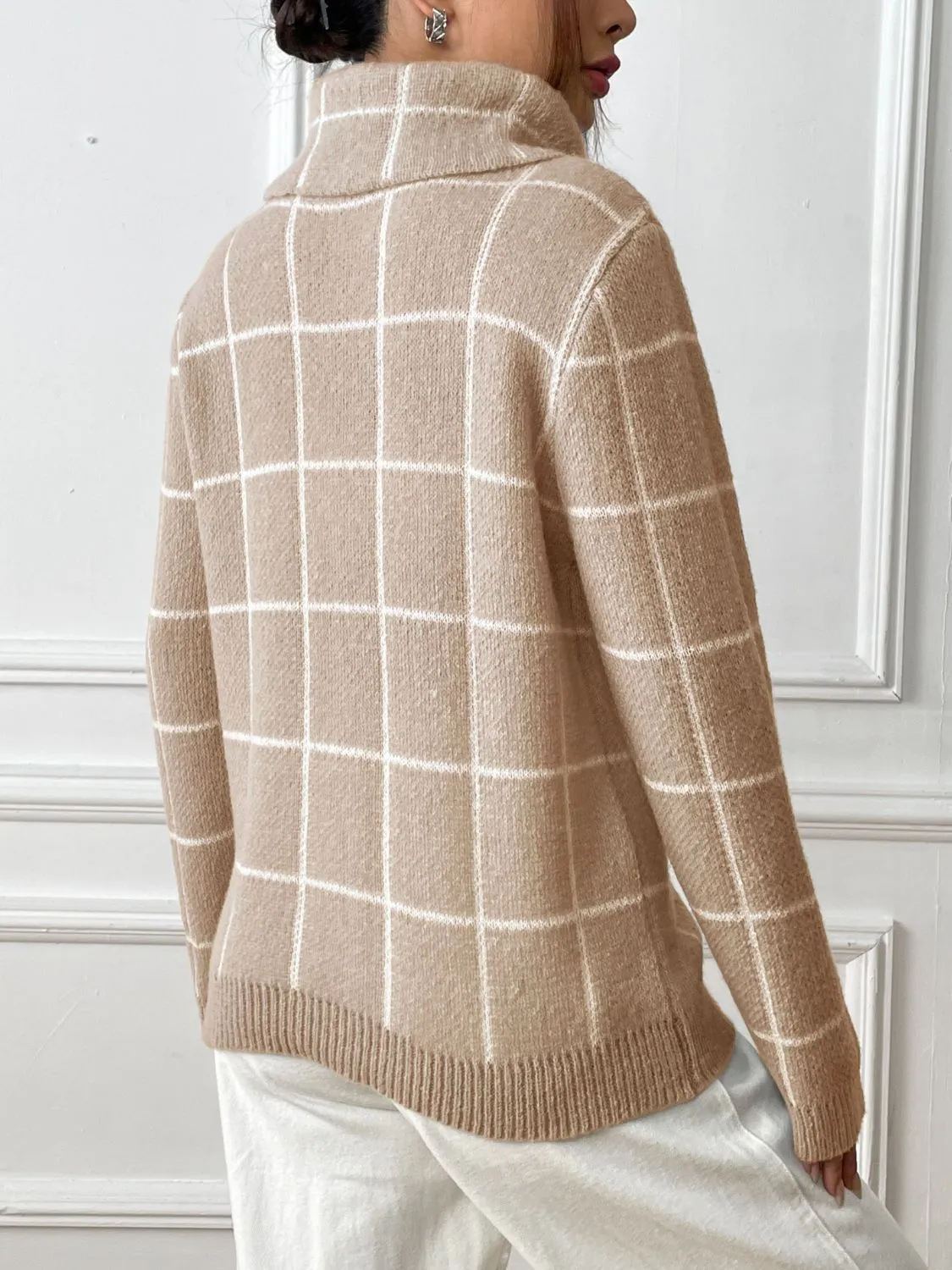 Plaid Turtleneck Long Sleeve Sweater sold by Charming Charlie product image thumbnail 2