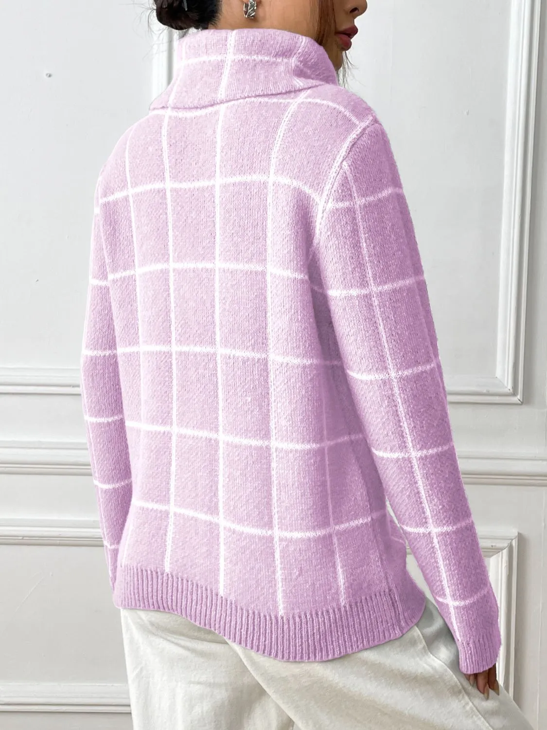 Plaid Turtleneck Long Sleeve Sweater sold by Charming Charlie product image thumbnail 5