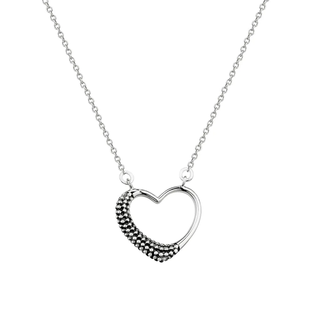 GL Creations- Sterling Silver 1/2 Beaded Open Heart Necklace sold by Charming Charlie