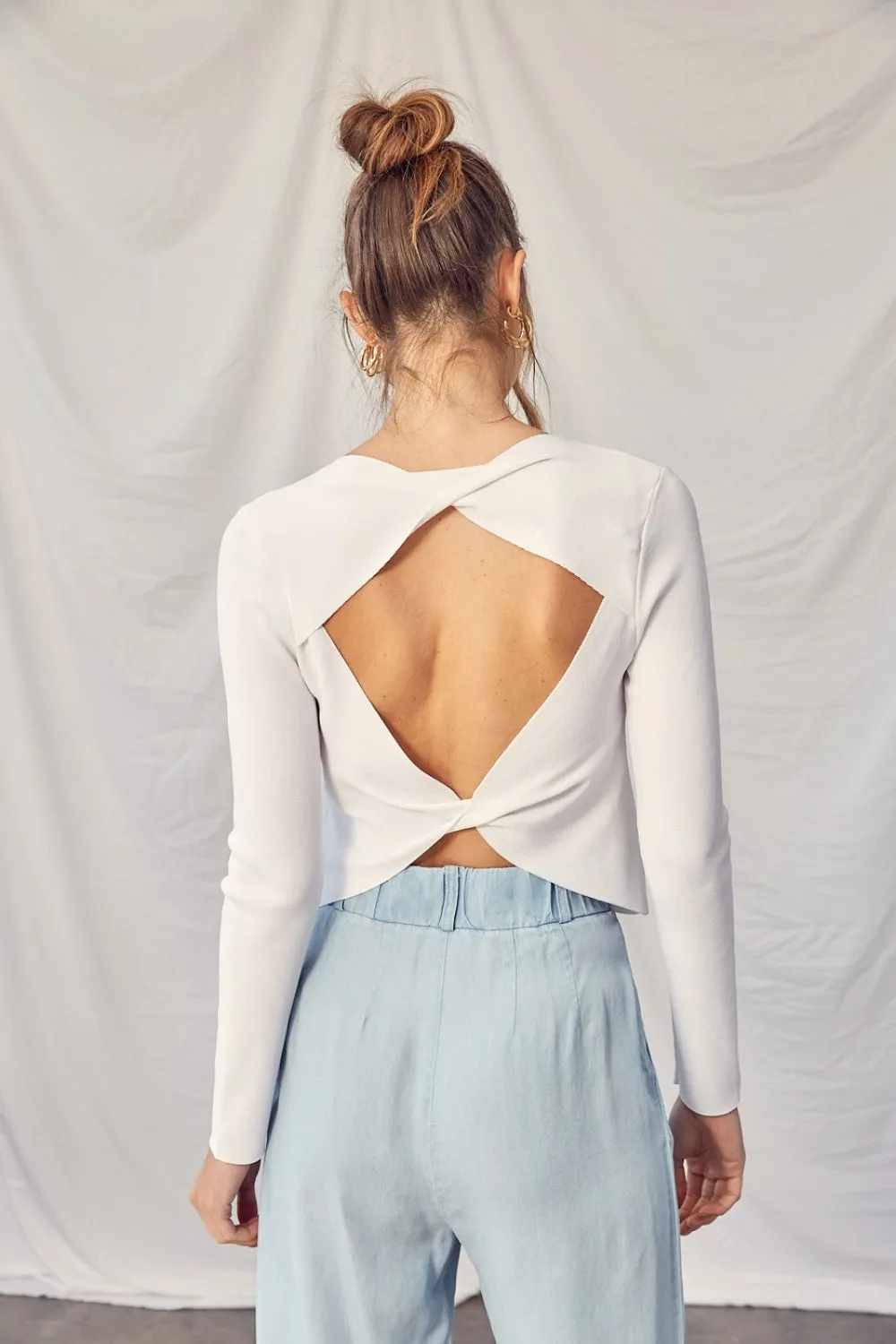 Idem Ditto Twisted Backless Long Sleeve Knit Top sold by Charming Charlie product image thumbnail 3