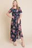 BOMBOM Floral Short Sleeve Maxi Dress sold by Charming Charlie