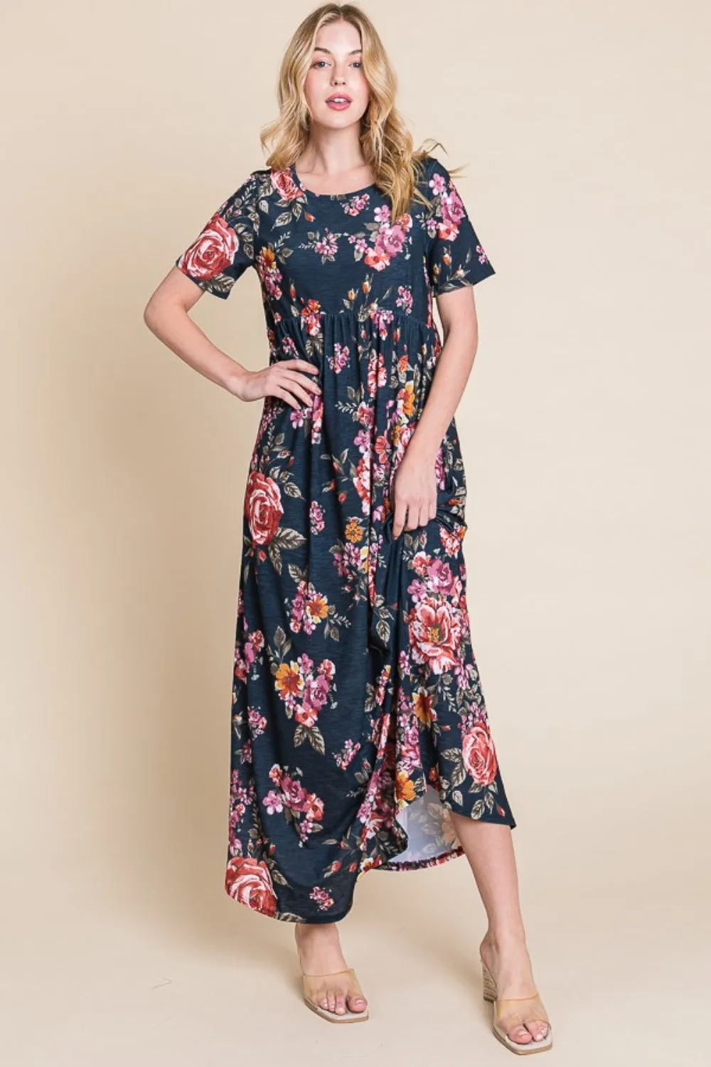 BOMBOM Floral Short Sleeve Maxi Dress sold by Charming Charlie product image thumbnail 4