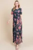 BOMBOM Floral Short Sleeve Maxi Dress sold by Charming Charlie
