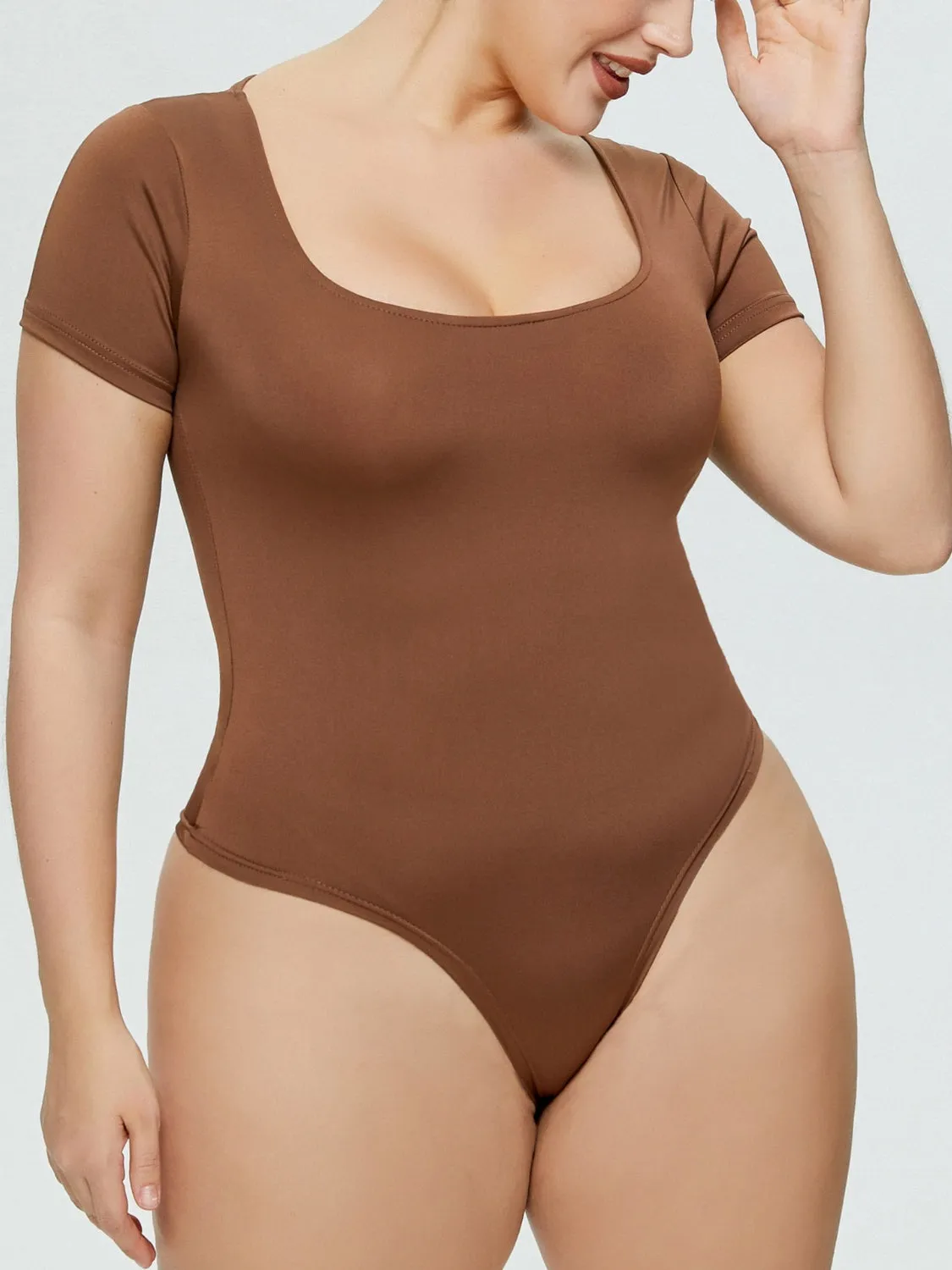 Full Size Square Neck Short Sleeve Bodysuit sold by Charming Charlie product image thumbnail 5