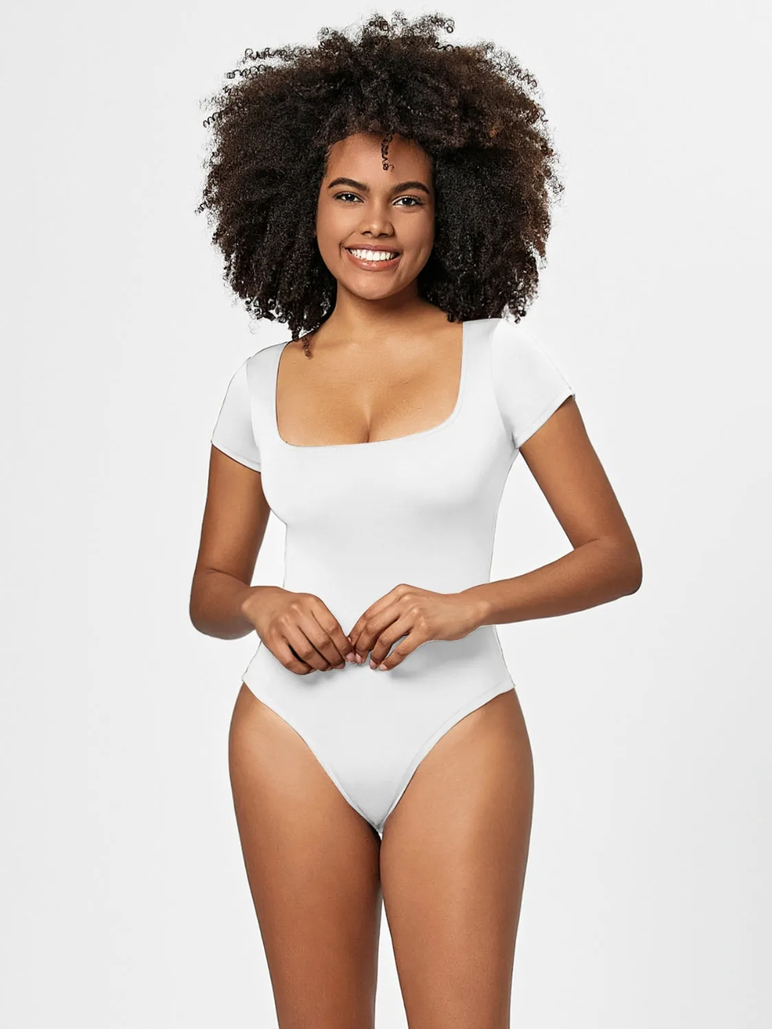 Full Size Square Neck Short Sleeve Bodysuit sold by Charming Charlie product image thumbnail 2