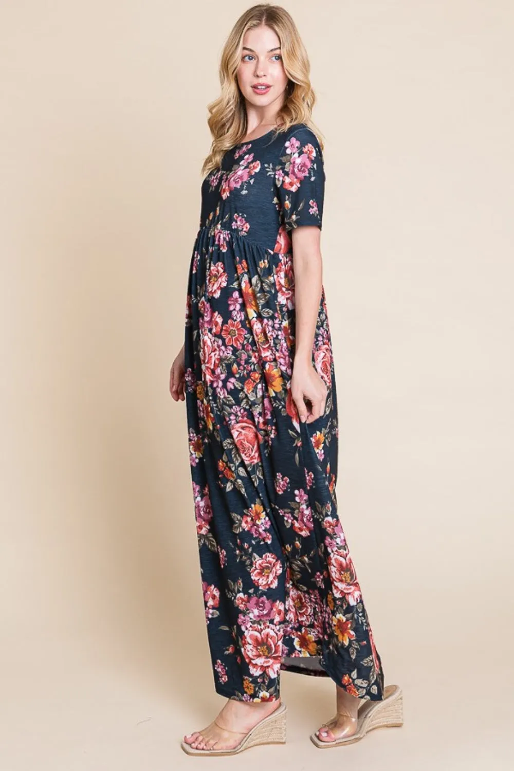 BOMBOM Floral Short Sleeve Maxi Dress sold by Charming Charlie product image thumbnail 3