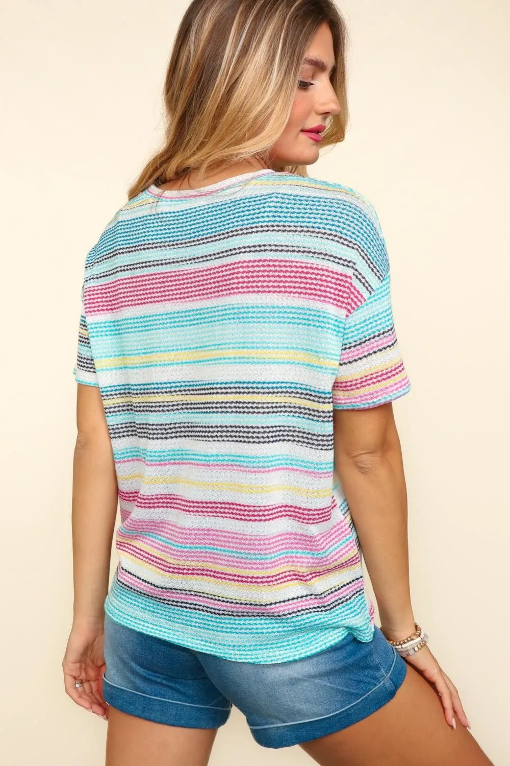 Haptics Waffle Stripe Short Sleeve T-Shirt sold by Charming Charlie product image thumbnail 2