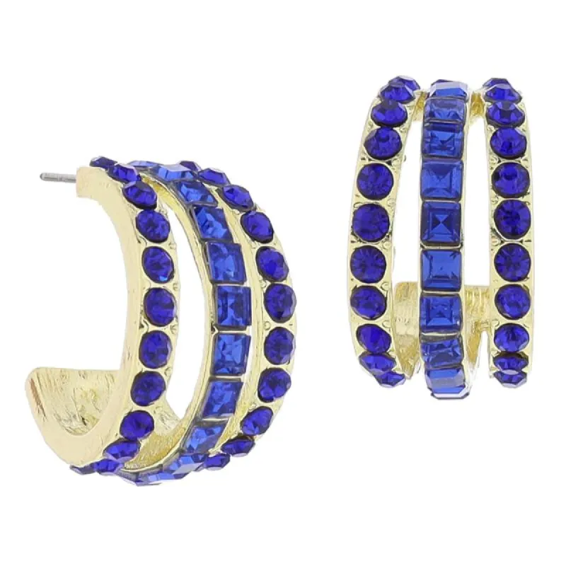 Sapphire Crystal Hoop Cluster Earrings, .85" Top to Bottom sold by Charming Charlie