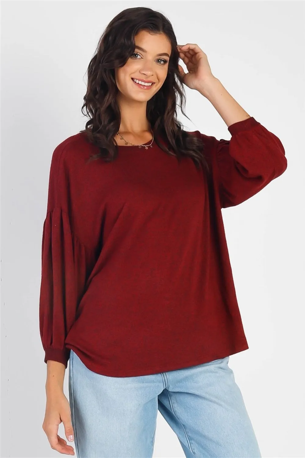 Cherish Apparel Drop Shoulder Puff Sleeve Top sold by Charming Charlie