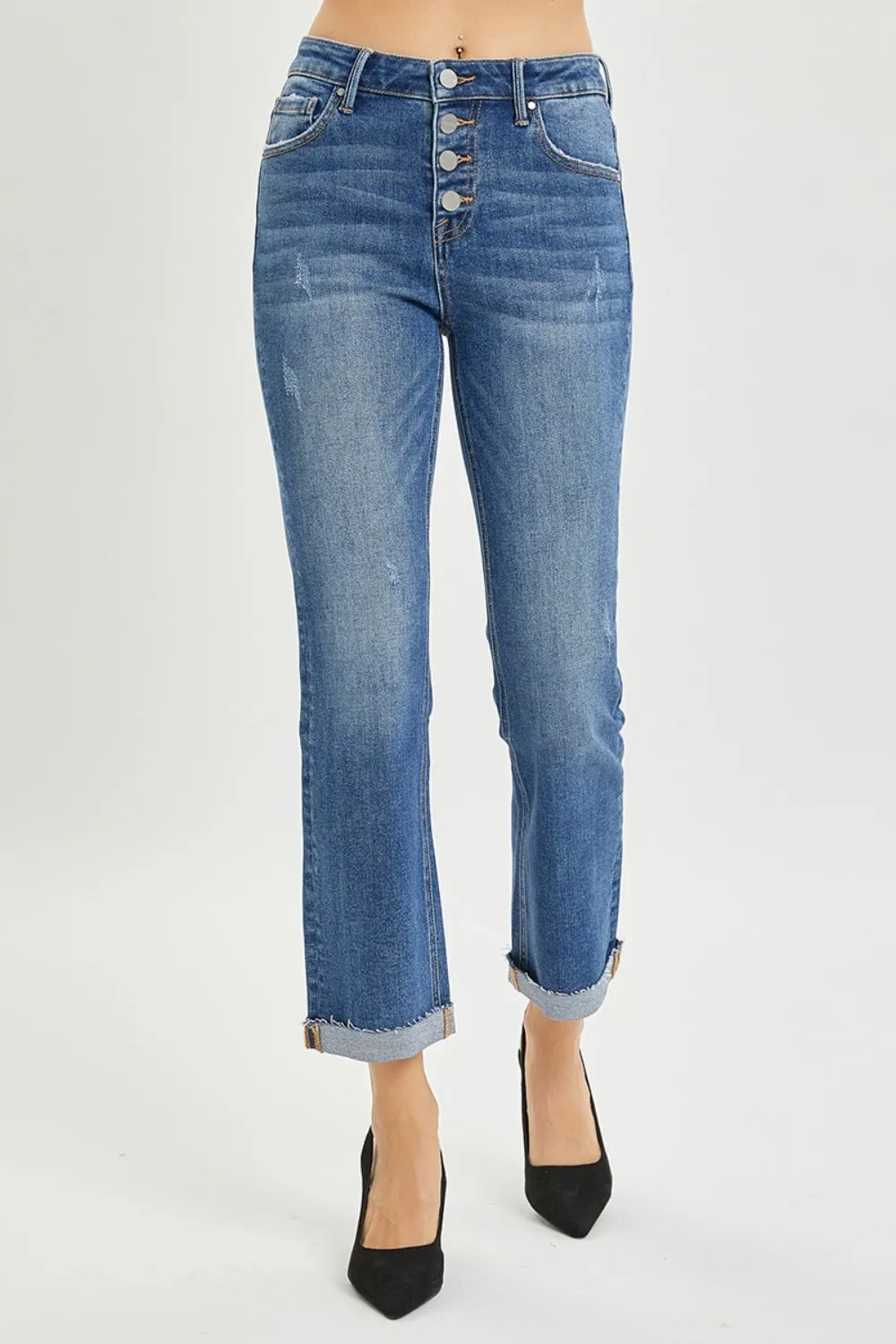 RISEN Full Size Button Fly Cropped Bootcut Jeans sold by Charming Charlie product image thumbnail 3